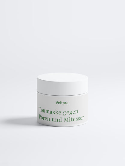 Tonmaske von Veltara gegen Poren & Mitesser – klärende Gesichtsmaske mit Tonerde