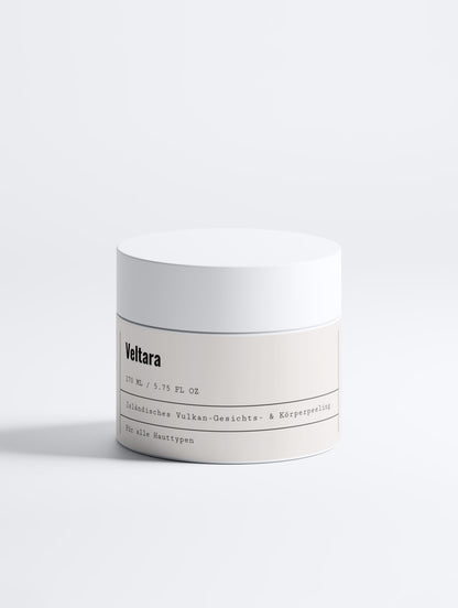 Isländisches Vulkan-Peeling von Veltara für Gesicht und Körper mit Vulkansand