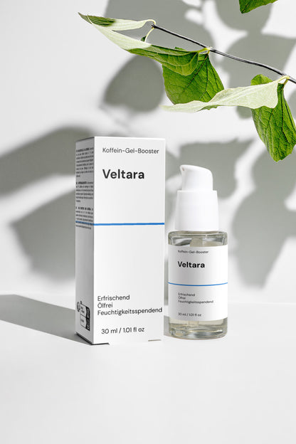 Koffein Gel Booster von Veltara – Anwendung rund um die Augenpartie